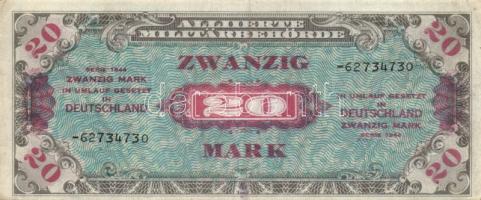 Német 3. Birodalom / szövetséges megszállás alatt 1944. 20M USA-nyomat kilencjegyű sorszámmal T:II