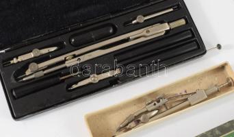 2 db régi körző eredeti dobozában