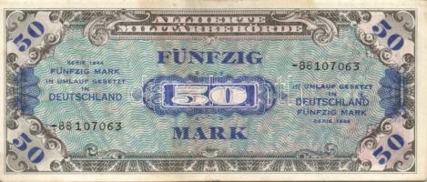 Német 3. Birodalom / Szövetséges megszállás alatt 1944. 50M USA-nyomat kilencjegyű sorszámmal T:I-