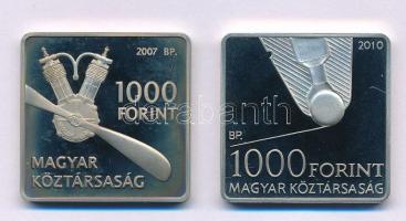 2007. 1000Ft Cu-Ni "Adorján János - Libelle" kapszulában + 2010. 1000Ft Cu-Ni "Bíró László József, a golyóstoll szabadalmaztatója" kapszulában T:PP patina Adamo EM208, EM232