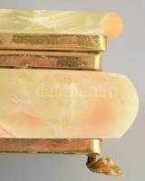 Ékszeres doboz, achát, réz szerelékkel, 18x13 cm