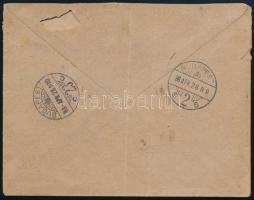 1898 Peterdi-féle hajóposta levél 5kr + 15kr bélyeggel, zöld színű hajót ábrázoló bélyegzéssel + &qu...