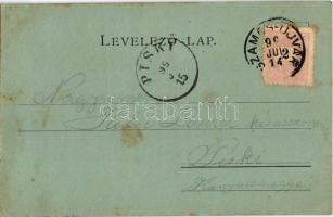 1899 Szamosújvár, Gherla; Fő téri nagytemplom, este holdfényben. Todorán Endre kiadása / church at n...