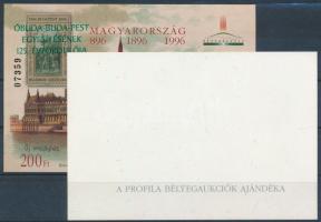 1998/6b+A6b Óbuda-Buda-Pest 2 db emlékív zöld felülnyomattal, az egyik ajándék