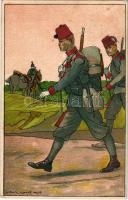 1916 Temesvár, Timisoara; Bosnyák katonák, hátoldalon meghívó táncestélyre / K.u.K. military, Bosnian soldiers, with invitation on the backside. litho s: Ludwig Koch (EK)