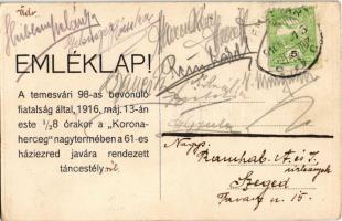 1916 Temesvár, Timisoara; Bosnyák katonák, hátoldalon meghívó táncestélyre / K.u.K. military, Bosnia...