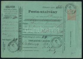 1874 5kr teljes postautalvány, szép "CSÍKMÁRTONFALVA / ERDÉLY" bélyegzéssel Székelyudvarhelyre