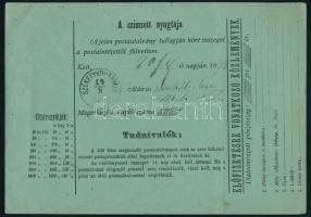 1874 5kr teljes postautalvány, szép "CSÍKMÁRTONFALVA / ERDÉLY" bélyegzéssel Székelyudvarhe...