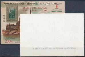 1997/11+A11 Honfoglalás évfordulója 2 db emlékív a szervezett bélyeggyűjtés aktivistái részére, az egyik ajándék