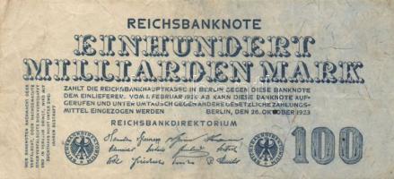 Német Birodalom / Weimari Köztársaság 1923. 100.000.000.000M T:II-