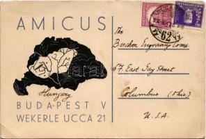 1930 Amicus vállalat irredenta levelezőlapja. Budapest V. Wekerle utca 21. / Hungarian irredenta propaganda (EB)