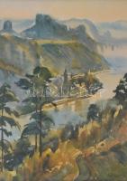 Jeges Ernő jelzéssel: Atmoszférikus táj. Akvarell, papír. Üvegezett fakeretben, 35×24,5 cm