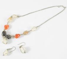 Minerál ékszer szett, fülbevaló pár és nyaklánc