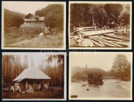 1913 Görgényi-havasok, Erdély, árvíz, Laposnya, Iszticsó, stb., 8 db hátoldalon feliratozott fotó, 9,5×12 cm