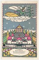 Boldog Karácsonyi Ünnepeket! Nyomtatta és kiadja Kner Izidor, Gyoma / Hungarian art postcard with Christmas greeting s: Kozma (fl)