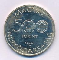 1986. 500Ft Ag "Labdarúgó Világbajnokság - Mexikó 1986 - Stadion" kapszulában T:UNC (eredetileg PP) fo. Adamo EM94