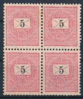 1898 5kr négyestömb 12 : 11 3/4 fogazással