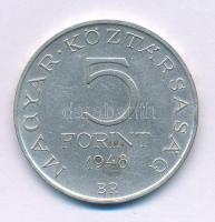 1948. 5Ft Ag "Petőfi" kapszulában T:AU,XF patina Adamo EM1