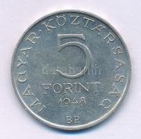 1948. 5Ft Ag "Petőfi" kapszulában T:AU,XF patina Adamo EM1