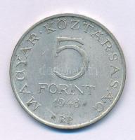 1948. 5Ft Ag "Petőfi" kapszulában T:AU,XF patina Adamo EM1