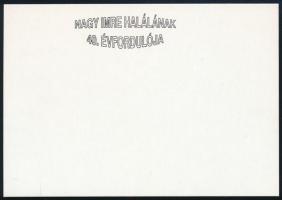 1998 Nagy Imre halálának 40. évfordulója emlékív fekete felülnyomatának próbanyomata kartonpapíron, tanúsítvánnyal