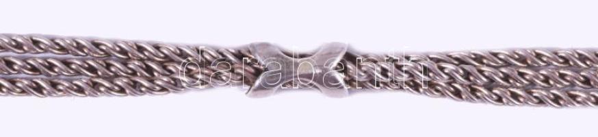 Ezüst (Ag) háromsoros nyaklánc. 23 g 75 cm