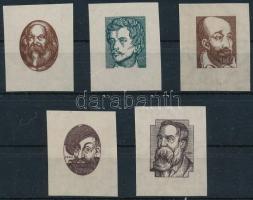 1919 Magyar Tanácsköztársasági arcképek vágott próbanyomat sor a középrészekről fekvő vízjeles cigaretta papíron. RR!