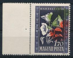 1950 Virág I. 1,70Ft ívszéli bélyeg az 1Ft (muskátli) piros és zöld FORDÍTOTT színnyomatával! Rendkívül ritka és látványos darab!!!
