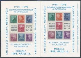 1998/11 Emlékezés a XXXIV. Nemzetközi Eucharisztikus Kongresszusra 2 klf emlékív