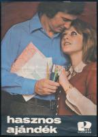 cca 1980 Piért, hasznos ajándék, kisplakát, villamosplakát, papír, jelzés nélkül, hátoldalán ragasztónyommal, hajtásnyommal, 23x16,5 cm
