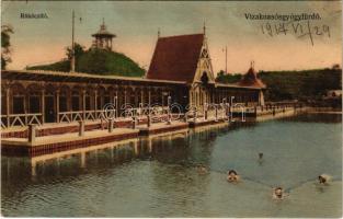 1917 Vízakna, Salzburg, Ocna Sibiului; Rákóczi tó, fürdőzők. Budovszky L. kiadása / lake, bathers (EK)