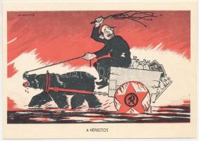 A népbiztos. Antiszemita szovjet-ellenes propaganda lap. Antibolsevista levelezőlap sorozat. Szenkó kiadás, Dr. Ágh László Judaika / Hungarian anti-Semitic and anti-Soviet propaganda mocking art postcard. Judaica