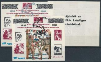 1993/3a+3b+A3a Cserkész 3 darabos emlékív garnitúra, az egyik ajándék