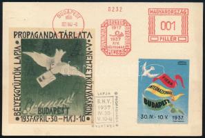 1937/3b Bélyeggyűjtők Lapja propaganda tárlata emlékív emléklapon, alkalmi és francotyp bélyegzésekkel