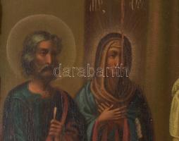 Ikon - Jézus bemutatása a templomban. 19. század, orosz ikonfestő, sérüléssel, aranyozott blondel ke...