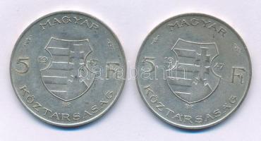 1947. 5Ft Ag "Kossuth" (2x) T:VF,F Adamo F8.1