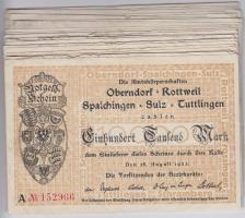 Német Birodalom/Weimari Köztársaság/Oberndorf, Rottweil, Spaichingen, Sulz, Tuttlingen 1923 100.000M (30x) Bogenkreuzmuster v.j.-lel T: II/III,III