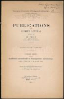 Beke Manó (1862-1946) matematikus, egyetemi tanár, az MTA tagja autográf dedikációja Erdős Lajos (szül. Engländer) (1879-1942) matematika- és fizikatanár, filozófiai író részére, francia nyelvű matematikai kiadványon: Fehr, [Henri]: Publications du Comité central rédigées par - - . Paris-Geneve, 1914, Gauthier-Villars - Georg &amp; Cie. Kiadói papírkötés, sérült, hiányos borítóval.