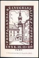 1938/6 Soproni PROBÉK bélyegnap és kiállítás emlékív bélyegei alkalmi levelezőlapon