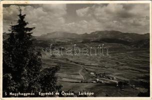 Csíki-havasok, Muntii Ciucului; Nagyhagymás, Egyeskő és Öcsém látképe / Hasmasul Mare, Piatra Singuratica, Ecem (fl)