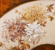 Jelzés nélkül, XIX. sz. második fele: Legyezőterv virágokkal. Vegyes technika, selyem. Sérült. Üvege...