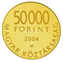 2004. 50.000Ft Au "Magyarország az Európai Unió tagja" tanúsítvánnyal (13,964g/0.986) + 20...