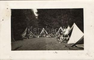 3 db RÉGI motívumlap ragasztónyommal; fekete-fehér cserkésztábor fotók / 3 old motive cards with glu...