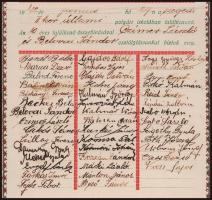 1932 Irredenta iskolai emléklap, dekoratív grafikával (szign. Csete Balázs), aláírásokkal, hajtott, ...