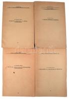 Kubinszky Mihály (1927-2016) Széchenyi- és Ybl Miklós-díjas építész, építészettörténész, vasúttörténész 4 db különlenyomata, közte egy dedikált: A vasutak építészete Európában.; Szerkezeti vívmányok a 19. század építészetében.; A szecesszió és a századforduló építészete.; A XIX. és XX. század magyar építészetének periodizációja (dedikált). Bp., 1961-1970, Akadémiai Nyomda. Kiadói papírkötés, vegyes állapotban.