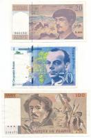 Franciaország 1991. 20Fr + 1992. 50Fr + 1993. 100Fr T:F France 1991. 20 Francs + 1992. 50 Francs + 1993. 100 Francs C:F Krause P#151, P#157, P#154