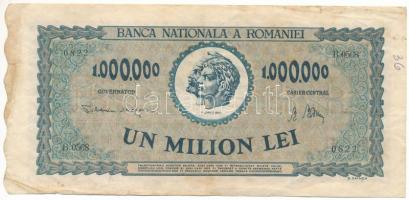 Románia 1947. 1.000.000L "B.0568 0822" T:VG Romania 1947. 1.000.000 Lei "B.0568 0822" C:VG Krause P#60a