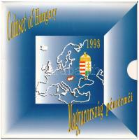1993. 10f-200Ft (11xklf) forgalmi sor "Magyarország pénzérméi" karton dísztokban, benne 200Ft Ag "MNB". Egy lapos verzió T:BU patina Adamo FO26