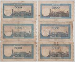 Románia 1943-1945. 5000L (6xklf dátum) T:VG
Romania 1943-1945. 5000 Lei (6xdiff dates) C:VG
Krause...