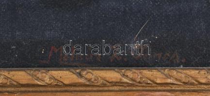 Molnár Z. János (1880-1960): Asztali csendélet porcelánnal és gyümölcsökkel. Olaj, vászon, kartonon,...